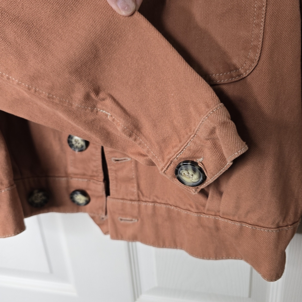 Free People terra cotta Button front shacket womens‎ long sleeve S - Picture 4 of 12